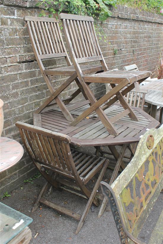 Octagonal teak garden table & 4 chairs